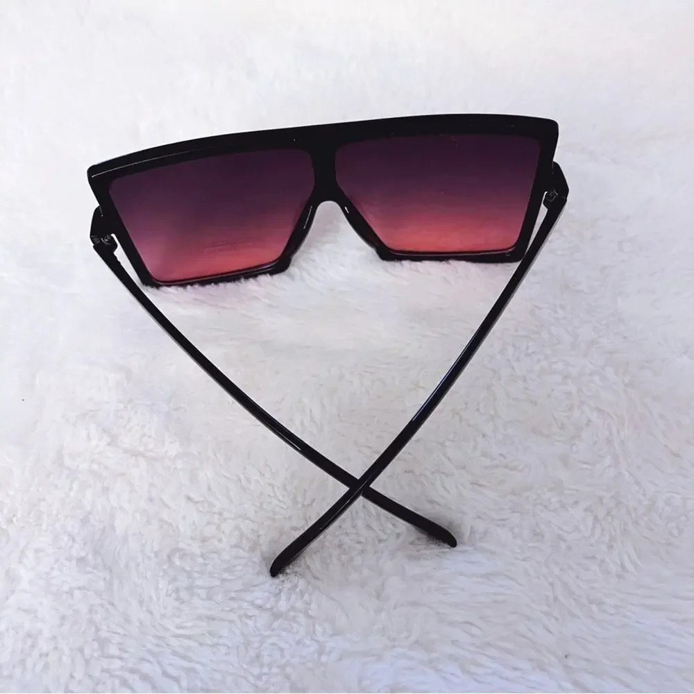 Ivonne Black & Pink Oversized Square Sunglasses - Picture 10 of 11